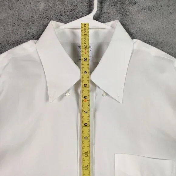 Brooks Brothers Dress Shirt Adult 17.5 4/5 XL 2XL White Button Up Regent Men - Picture 3 of 10